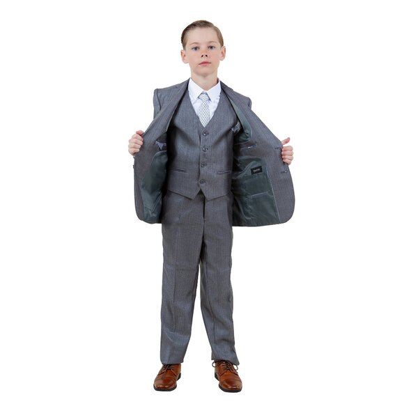 Boys Sharkskin 5pc Gray Suit Set by Tazzio - Picture 5 of 7